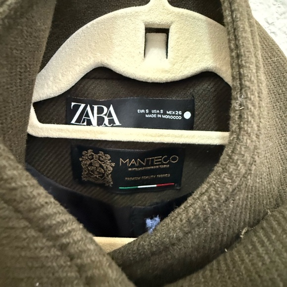 ZARA Dark Olive Pea Coat with Gold Buttons - Picture 10 of 13